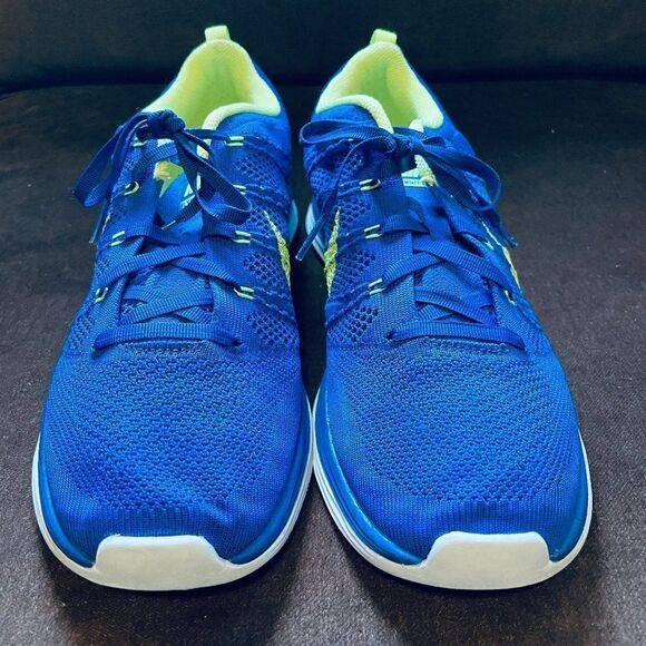 Xlnt Nike Flyknit Lunar 1 Men’s 10 US 44 EUR blue Volt - Picture 2 of 9